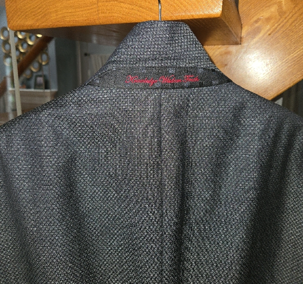 Robert Graham Charcoal Textured Blazer with Gold Floral Lining - Picture 2 of 10